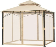 Beige Mosquito Netting Screen Walls for Gazebo Size 10 X 10 Ft (Netting ONLY)