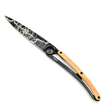 Deejo 37g Black Titanium | Terra Incognita | Juniper Wood Handle | 3.75" Blade