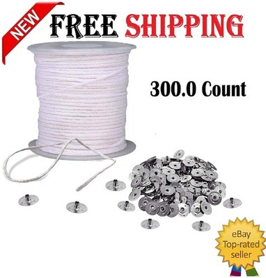 200FT Braided Wicks Candles Spool Cotton 300Pcs Wick Clips For DIY Candle Making