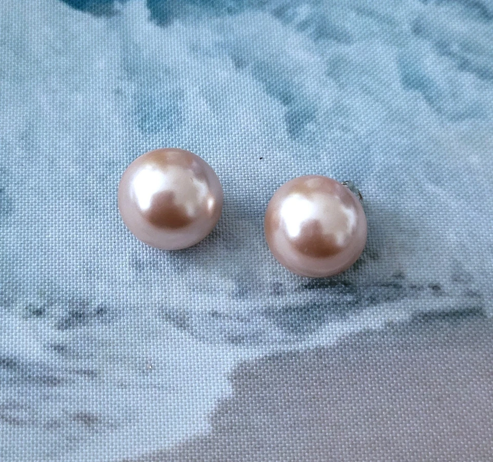 Mallorca Perlen Ohrringe Clips 15 mm Rose Neu