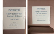 Nestwell Silky & Smooth Cotton Sateen 400 Count Twin XL Fitted & Flat Sheets