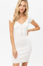 Lavender Ribbed Snap Front Bodycon Mini Dress