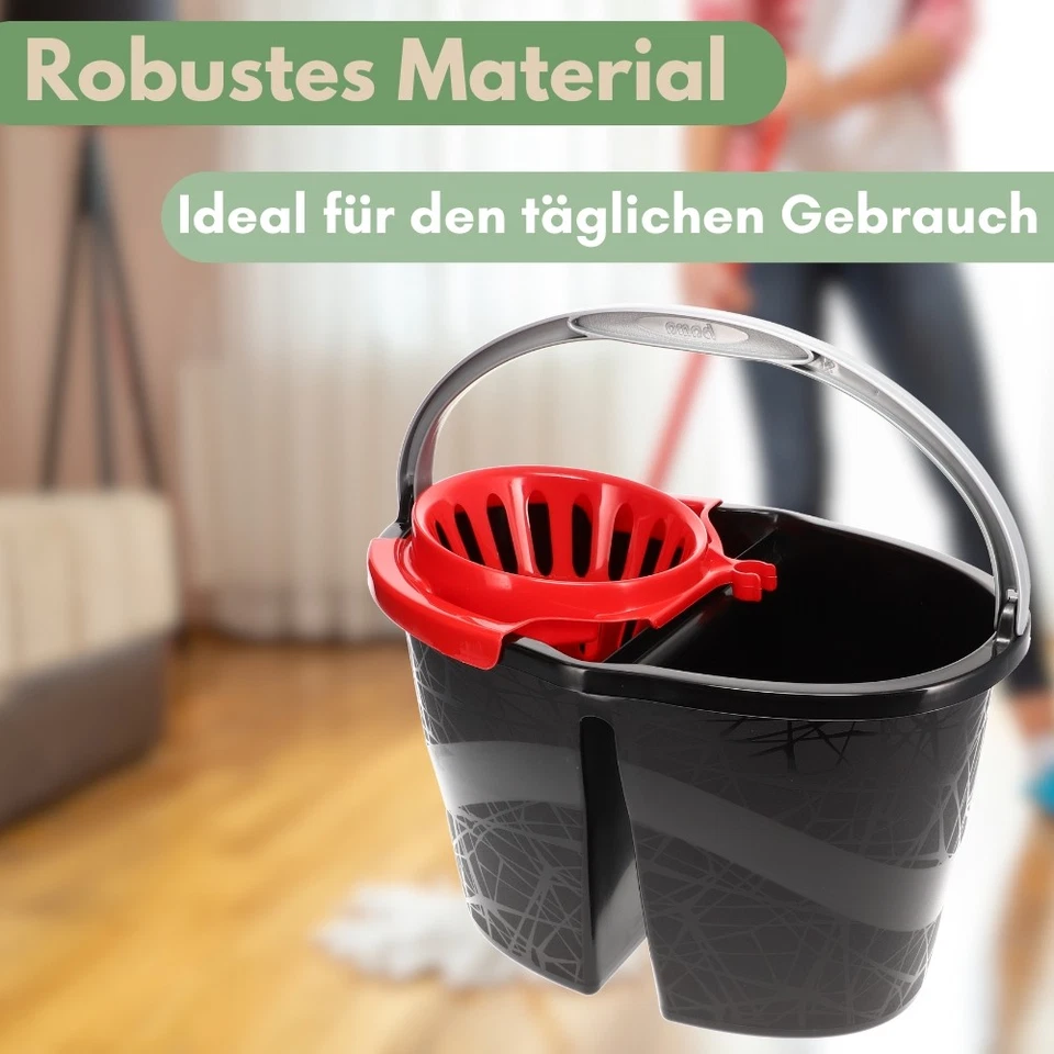 Wischeimer 18 L Putzeimer mit Presse Zweikammer Zweigeteilter Eimer Auswringer - Bild 3 von 4