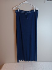 Vintage Liz Claiborne Lizwear 100 Cotton Ribbed Maxi Skirt Blue Sz Medium