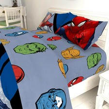 Marvel Twin Sheet Set Avengers Microfiber Flat  Fitted Sheet Pillowcase