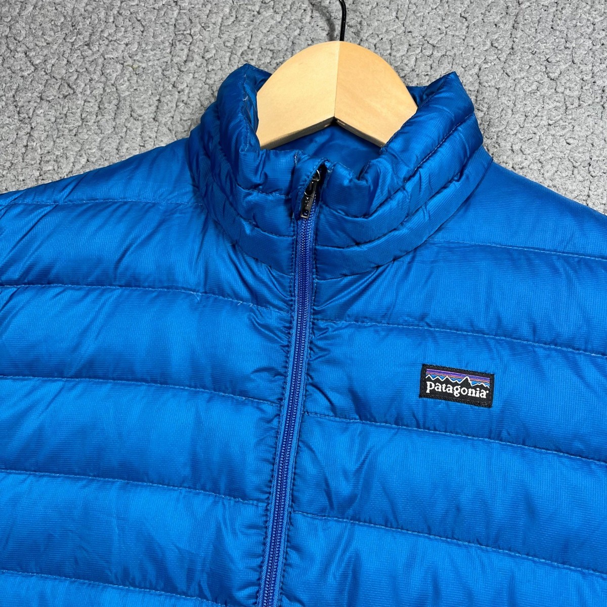 Patagonia Down Sweater Jacket Kids XL 14 Blue Puffer Full Zip 