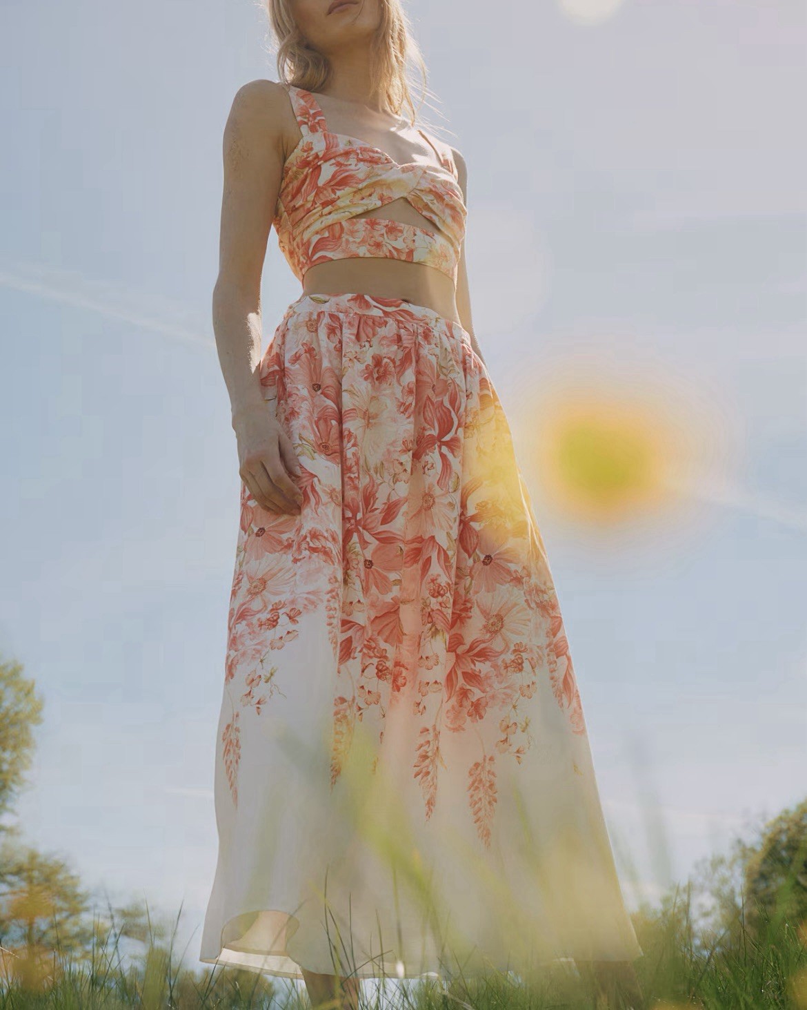 NWT. H&M Calf Length Floral Circle Skirt. Size 10. Sold Out image 2