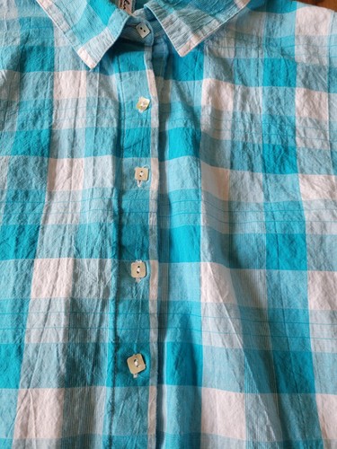 Lulu B Womens Light Blue Plaid Long Sleeve Button Down Top Size XL - Picture 8 of 14