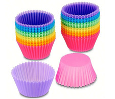10pcs, Silicone Muffin Cups, Colorful Cupcake Cups, Reusable Cupcake Liners, Muf