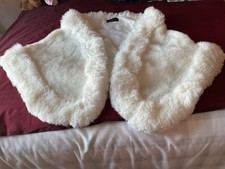 Beautiful Soft White Faux Fur Stole Shawl Wrap , Satin Lined . Approx 150x40cms