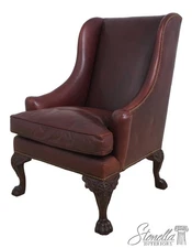70068: HENREDON Irish Georgian Style Leather Wing Chair