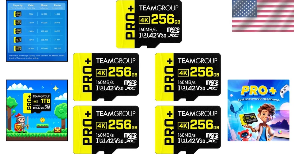 Pro Plus A2 256GB Micro SD Card 5pk 160MB/s U3 V30 4K Waterproof - Image 2 of 4