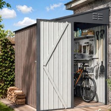 Outdoor Lean to Storage Shed Metal Side Door Shed Outdoor Storage Cabinet Garden