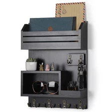 Key Holder for Wall, Wall Mounted Mail Organizer with 6 Metal Key Hooks, Key ...