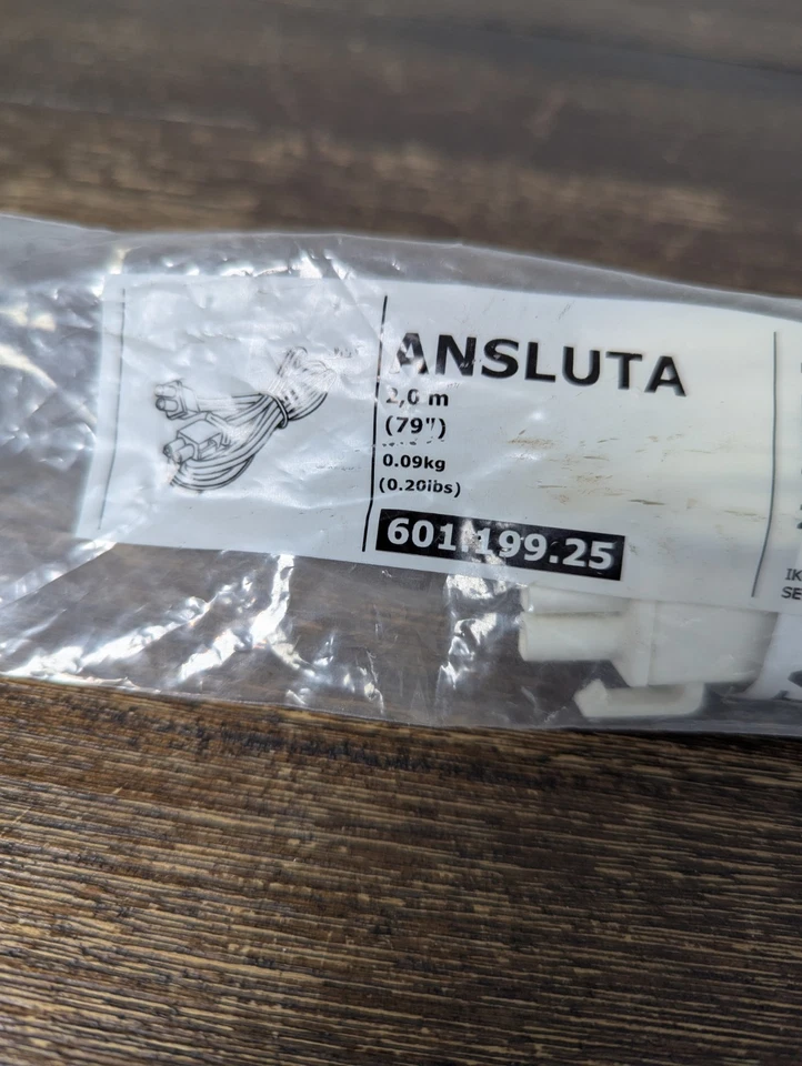 IKEA Ansluta Power Supply Cord 79" / 2m White 601.199.25 BRAND NEW SEALED - Image 2 of 3