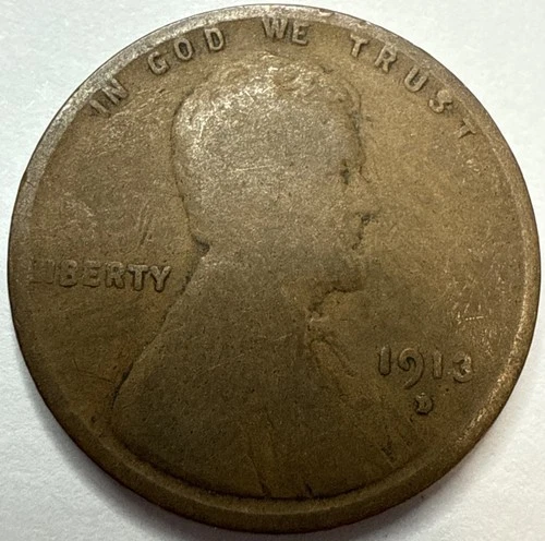 1913 D Average Circulated AG/G Lincoln Wheat Cent  (One Coin)