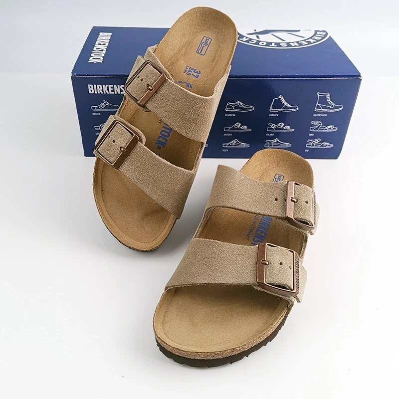 Nueva sandalia Birkenstock Arizona gamuza cuero topo estrecha/ancha EU37-45 mujeres/hombres Foto 2 de 4