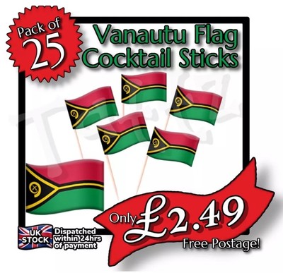 25x Vanuatu Flagge Cocktail Sticks