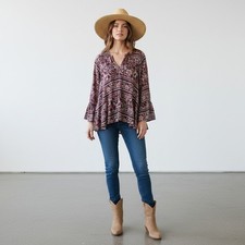 Show Me Your Mumu Plum Paisley Perveen Pirate Bohemian Tunic Dress Sz XS NWT