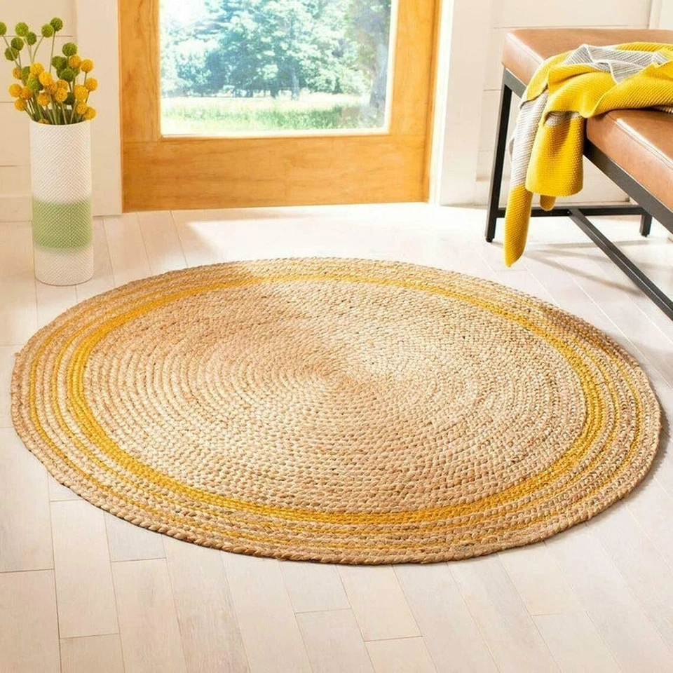 Rug Round Jute 100% Natural Jute Braided style rug Reversible Modern rustic look - Image 4 of 4