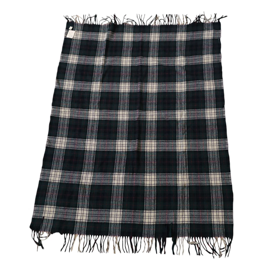 Vintage Pendleton Wool Throw Blanket Green Red Plaid 90s 1993 SAMPLE 54x67 USA - Image 2 of 4