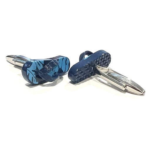 Blue Leave Flip Flops Cufflinks For Men Birthday Wedding Gift In Box - Picture 7 of 8