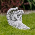 Schlafender Engel Grabengel Steinfigur 25 cm 5 kg Grau Weißbeton frostsicher