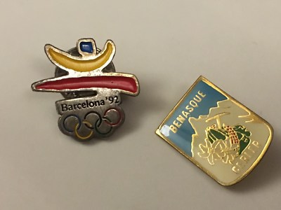 vintage Pins Badges collection - Spain Barcelona Olympics Benasque Cerler hiking