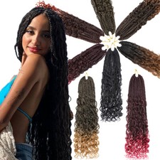 Crochet Boho Box Braids Hair Curls Pre Looped Box Braids Curly Hair Extension US