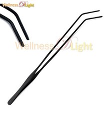 Black Coated 15 inch Curved Aquarium Tweezers, Feeding Tongs Stainless Steel