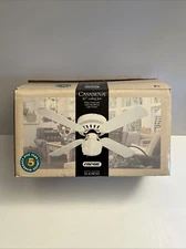 New Vintage Encon Casanova 42" Ceiling Fan White H-42WHS w/Schoolhouse Globe NOS