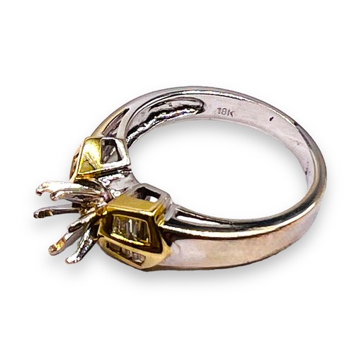 18k Two Tone White Gold .30 Ct Diamond Semi Mount Setting Wedding Ring LAJ2955 - Picture 8 of 10