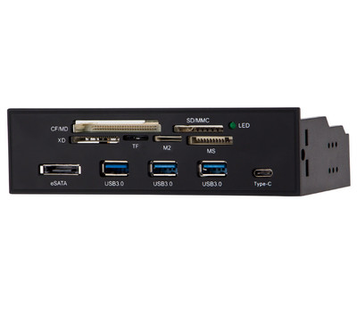 5.25'' inch Internal Card Reader Media Dashboard PC Front Panel Type-C USB3.1 3.0