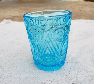 Vintage 121 Markierte Aqua Blue Glasbecher Tumbler, Belgien GT195