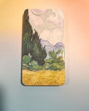Small tin box with Van Gogh inspired design Field with Cypresses 17x9x1,5 cm