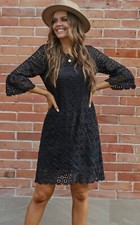 Petal Lush Sz XL 3/4 Sleeve Vintage Look Lace Midi Dress Boho Grunge