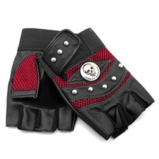 Skull Studded Gloves Punk Motorcycle Car Biker Men Gloves Fingerless
