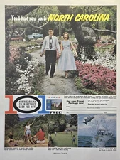 North Carolina Azalea Park Walk Happy Couple Flowers Vintage Print Ad 1960