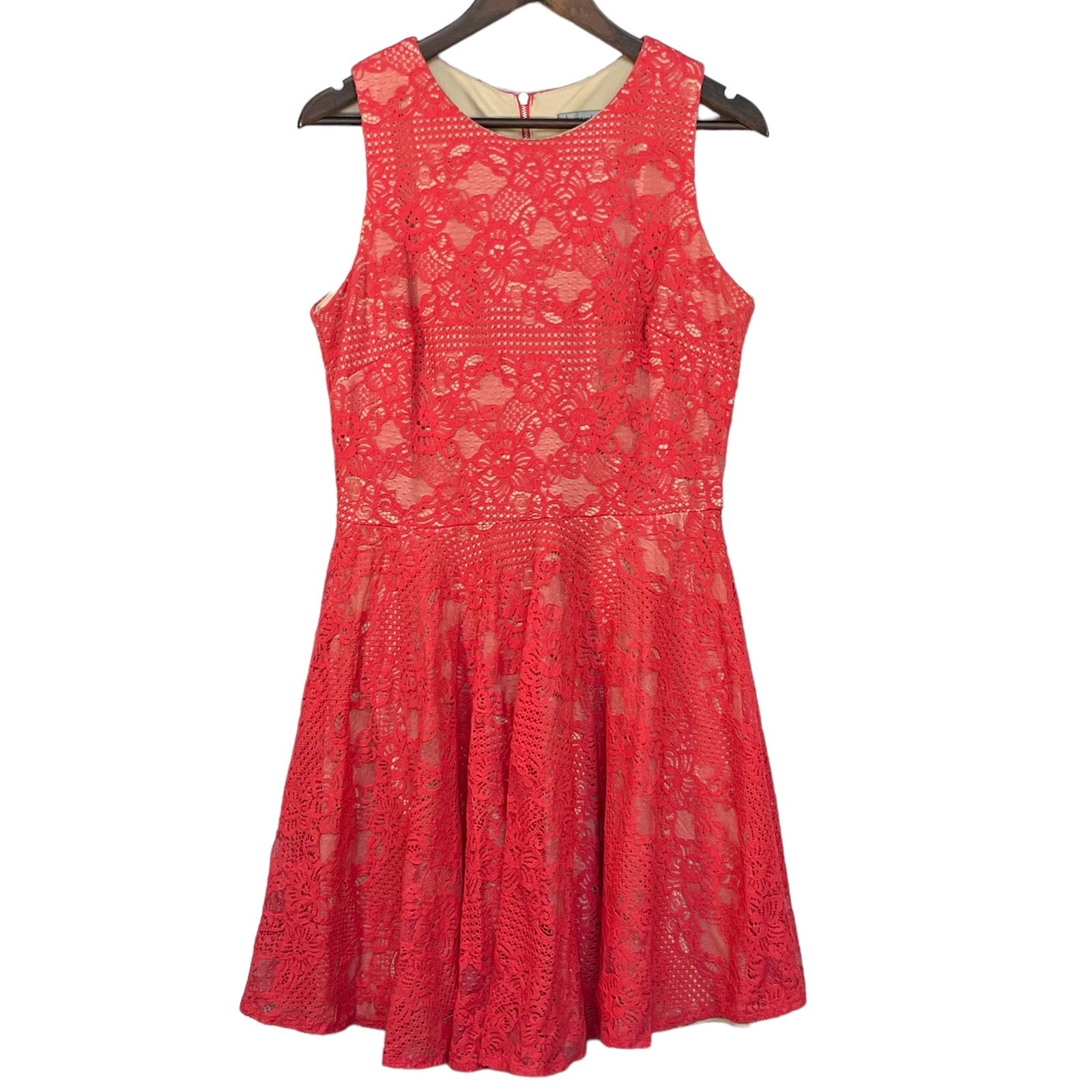 Danny and Nicole Women Size 12 Sleeveless Skater Mini Dress Fit & Flare Red