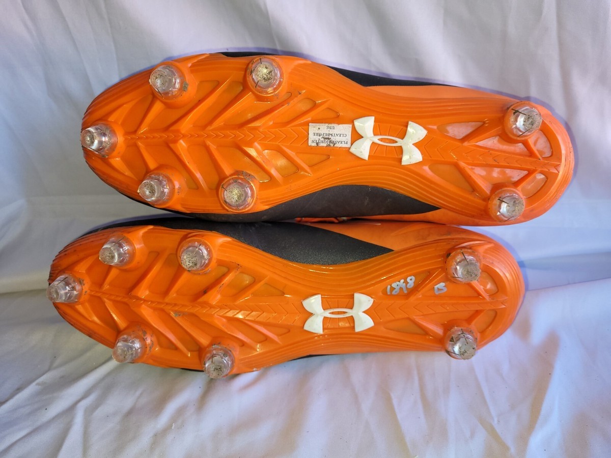 Mens Black & Orange Under Armour Nitro Football Cleats Shoes Sports Size 16 Men Under Armour Nitro Football Cleats Rare Black Orange  main image 2