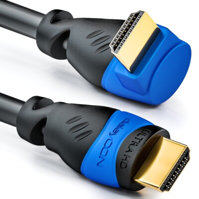 10m HDMI Winkel Kabel 90° Grad - HDMI 2.0/1.4a kompatibel mit Ethernet  deleyCON