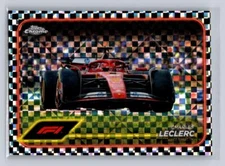 2024 Topps Chrome F1 #75 Charles LeClerc F1 Car Checker Flag Refractor-Ferrari