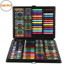 168pc Drawing Pen Art Set Kit Colored Pencils and Sketch Charcoal Tool With Box