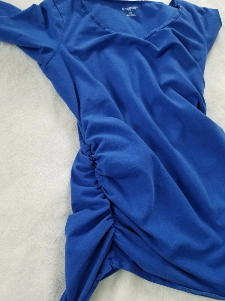 Oh Baby By Motherhood Women T-shirt Med Blue Flattering Scoop Maternity Stretch - Image 4 of 4