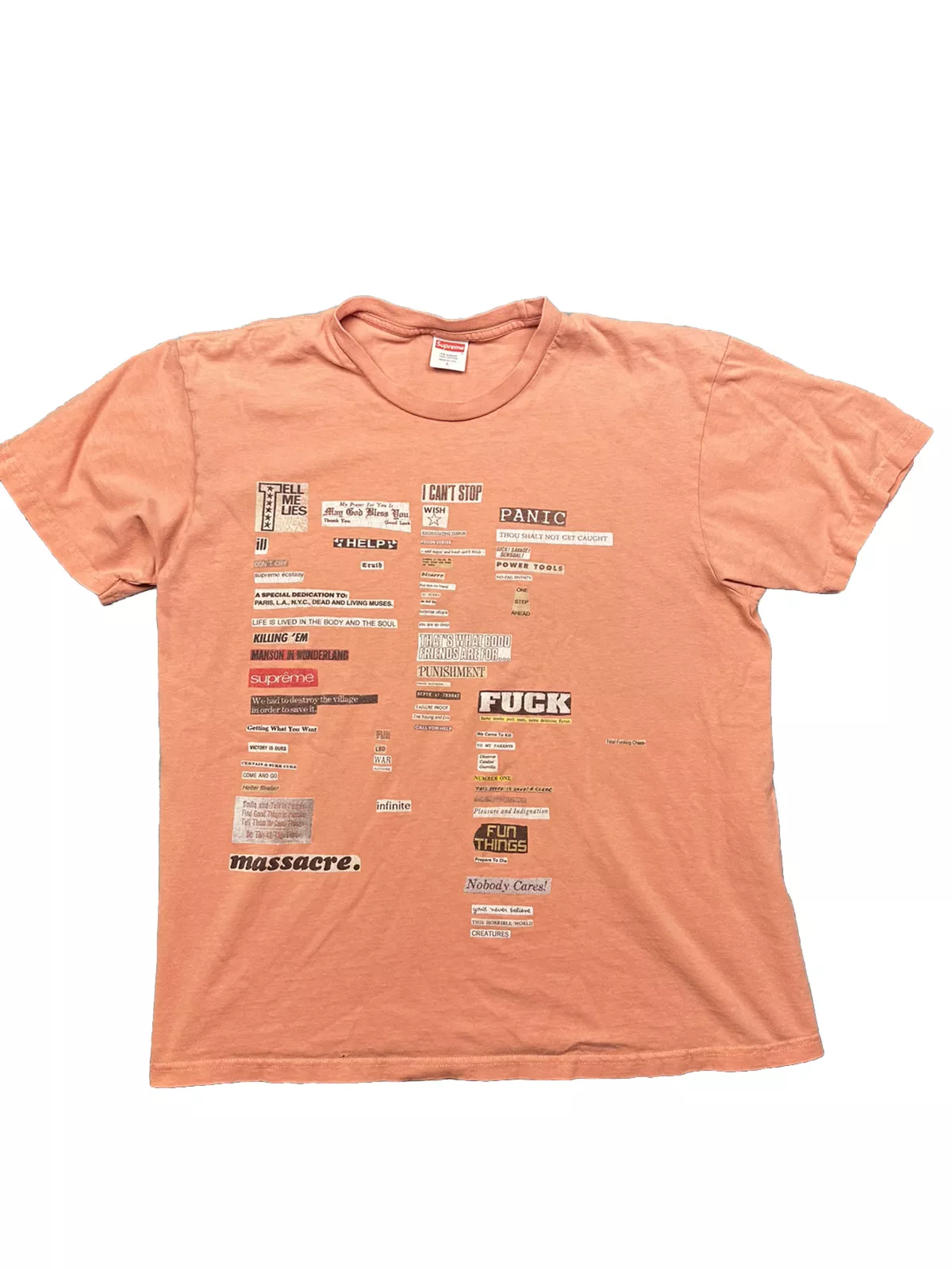 Supreme Cutouts Tee Shirt Homme Terra Cotta Couleur Rose Large Rare USA LIRE