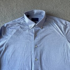 NEW David Donahue Shirt Mens Extra Large/ Large 17 Blue Button Up Fusion
