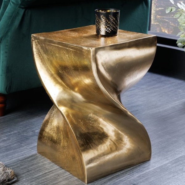 Design Beistelltisch Aluminium Giro 45Cm Gold Handgefertigt Nachttisch-image