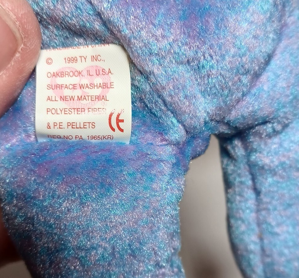TY ORIGINAL BEANIE BABY CLUBBY IV 1999 WITH TAGS RARE PRETTY PURPLE BLUE PLUSH - Picture 6 of 6