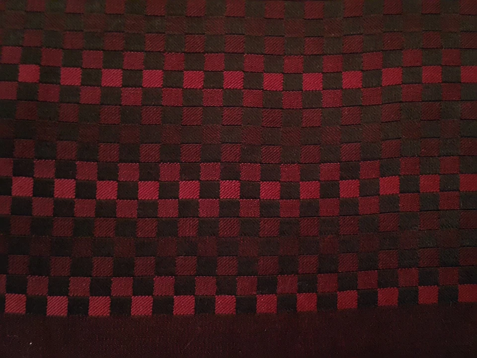 BUFANDA LARGA PARA HOMBRE VINTAGE A CUADROS BORGOÑA NEGRA MEZCLA DE LANA JACQUARD Foto 3 de 3