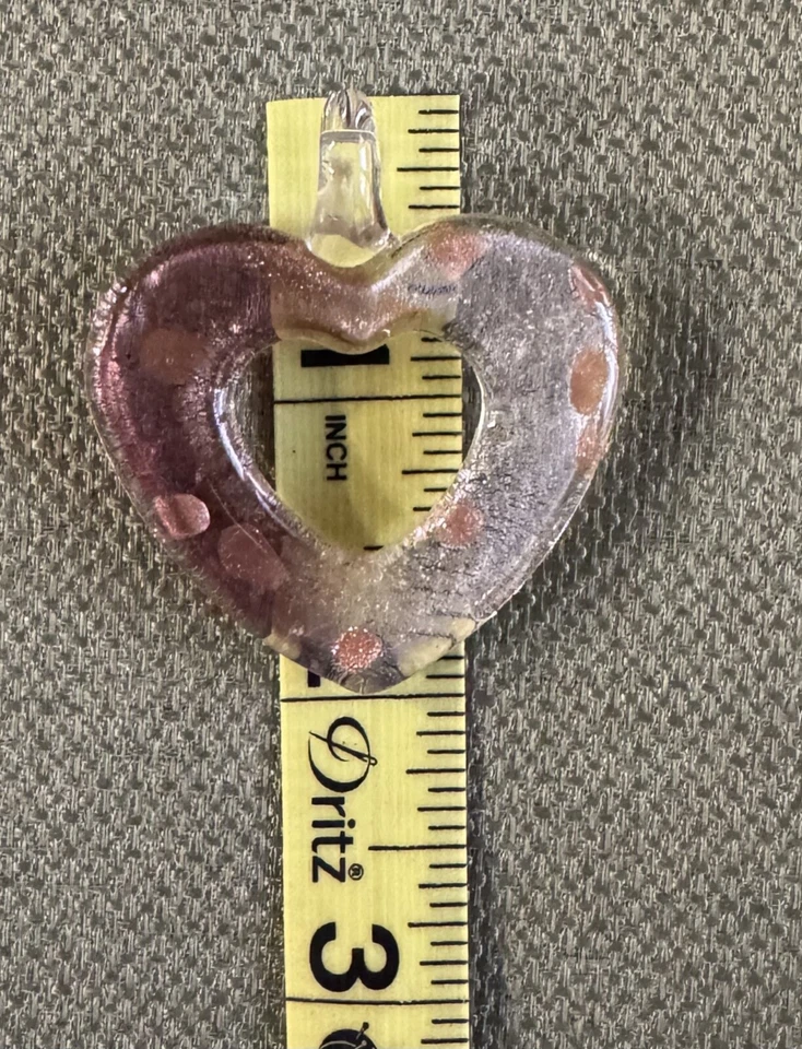 Colgante Corazón Murano Oro Rosa Blanco 2 Pulgadas Foto 4 de 4